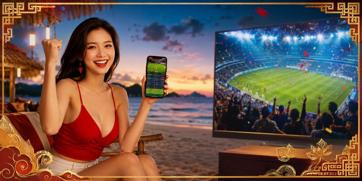 Người hâm mộ thể thao tại Côn Đảo theo dõi kèo cá cược trực tuyến trên điện thoại bên bờ biển